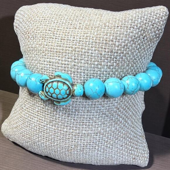 Turquoise Stretch Turtle Bracelet New - Picture 1 of 3